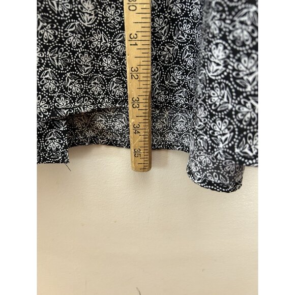 Catherines Button Down Silky Fabric Women’s Black Pattern Bow 3/4 Sleeve Size 3X - Picture 4 of 9